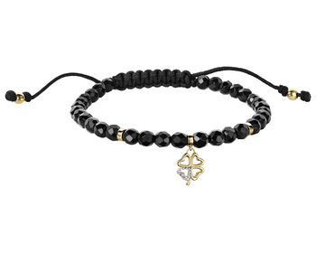 9 K Rhodium-Plated Yellow Gold Bracelet with Diamond - fineness 9 K