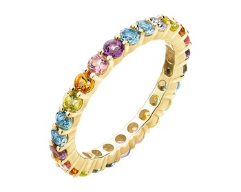 14 K Rhodium-Plated Yellow Gold Ring with Diamond - fineness 14 K