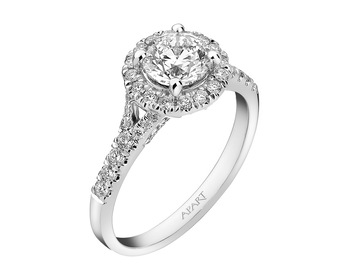 18 K Rhodium-Plated White Gold Ring - 1,45 ct - fineness 18 K