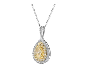 18 K Rhodium-Plated White Gold Pendant - 1,36 ct - fineness 750