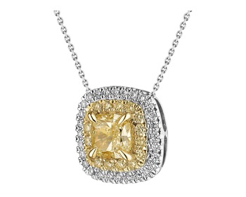 750 Rhodium-Plated White Gold, Yellow Gold Pendant - 1,31 ct - fineness 750