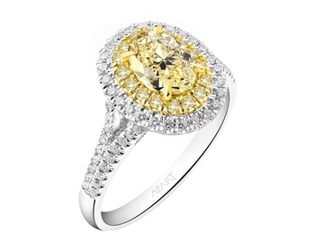 18 K White Gold, Yellow Gold Ring - 1,57 ct - fineness 750