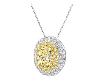 18 K White Gold, Yellow Gold Pendant with Diamonds - 1,34 ct - fineness 750