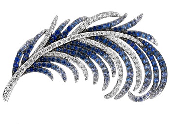 750 Rhodium And Ruthenium Plated White Gold Brooch - fineness 750