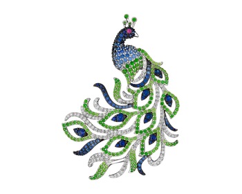 750 Rhodium And Ruthenium Plated White Gold Brooch - fineness 750