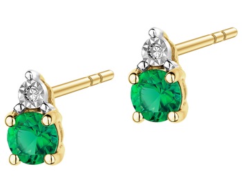 9 K Rhodium-Plated Yellow Gold Earrings  - fineness 9 K