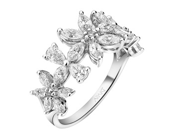 18 K Rhodium-Plated White Gold Ring - 1,35 ct - fineness 18 K