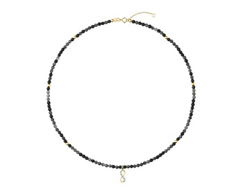 9 K Rhodium-Plated Yellow Gold Necklace - fineness 9 K
