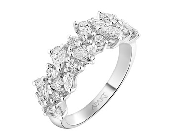 18 K Rhodium-Plated White Gold Ring - 1,51 ct - fineness 18 K