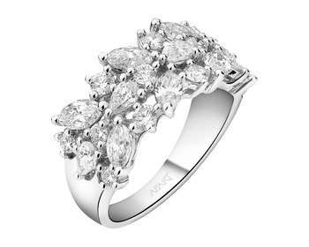 18 K Rhodium-Plated White Gold Ring - 2,02 ct - fineness 18 K