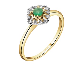 14 K Rhodium-Plated Yellow Gold Ring - fineness 14 K