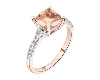 14 K Rhodium Plated Rose Gold Ring - fineness 14 K
