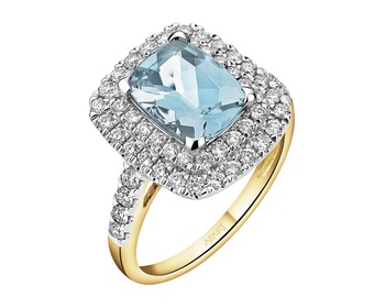 14 K Rhodium-Plated Yellow Gold Ring - fineness 14 K