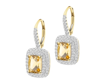 14 K Rhodium-Plated Yellow Gold Earrings - fineness 14 K