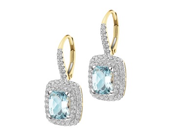 14 K Rhodium-Plated Yellow Gold Earrings - fineness 14 K