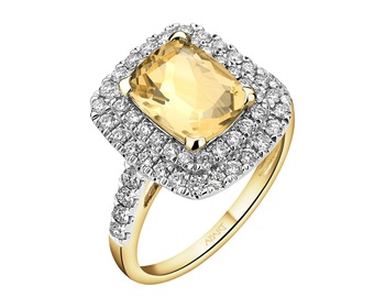 14 K Rhodium-Plated Yellow Gold Ring - fineness 14 K