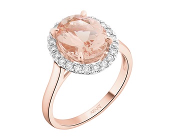 14 K Rhodium Plated Rose Gold Ring  - fineness 14 K