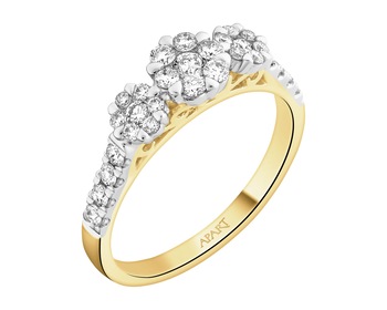585 Yellow And White Gold Plated Ring with Diamonds - 0,50 ct - fineness 585
