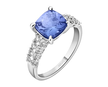 14 K Rhodium-Plated White Gold Ring - fineness 14 K