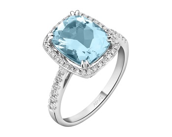 14 K Rhodium-Plated White Gold Ring - fineness 14 K