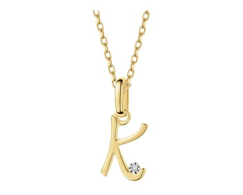 9 K Rhodium-Plated Yellow Gold Pendant with Diamond - 0,003 ct - fineness 9 K