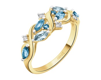 14 K Rhodium-Plated Yellow Gold Ring - fineness 14 K