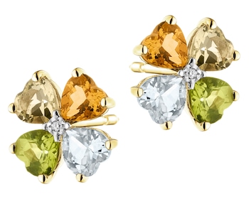 14 K Rhodium-Plated Yellow Gold Earrings  - fineness 14 K