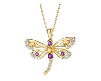 14 K Rhodium-Plated Yellow Gold Pendant  - fineness 14 K