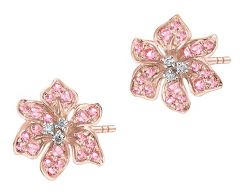 14 K Rhodium Plated Rose Gold Earrings - fineness 14 K