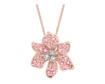 14 K Rhodium Plated Rose Gold Necklace - fineness 14 K