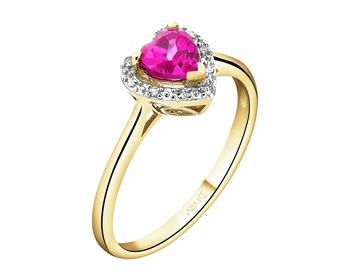 14 K Rhodium-Plated Yellow Gold Ring - fineness 14 K