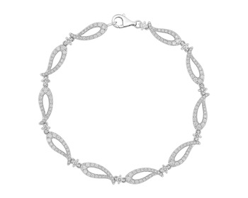 18 K Rhodium-Plated White Gold Bracelet with Diamonds - 1,50 ct - fineness 18 K
