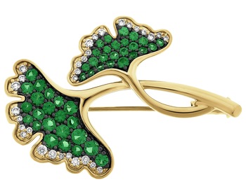 585 Yellow Gold Ruthenium-Plated Brooch - fineness 585