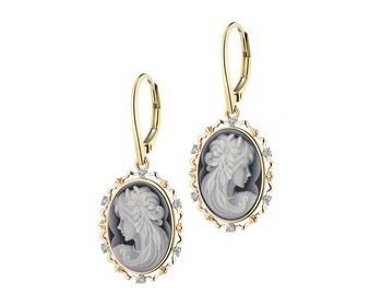 14 K Rhodium-Plated Yellow Gold Dangling Earring - fineness 14 K