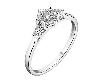 14 K Rhodium-Plated White Gold Ring with Diamonds - 0,15 ct - fineness 14 K