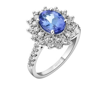 14 K Rhodium-Plated White Gold Ring - fineness 14 K