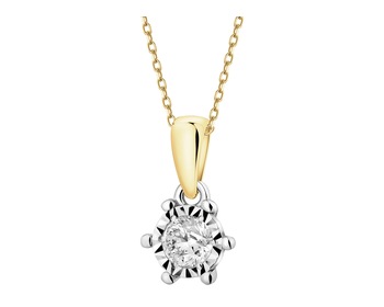 14 K Rhodium-Plated Yellow Gold Necklace with Diamonds - 0,15 ct - fineness 585