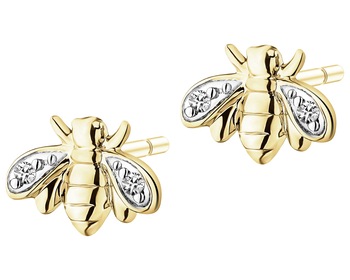 14 K Rhodium-Plated Yellow Gold Necklace with Diamonds - 0,01 ct - fineness 9 K