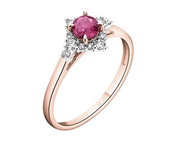 14 K Rhodium Plated Rose Gold Ring - fineness 14 K