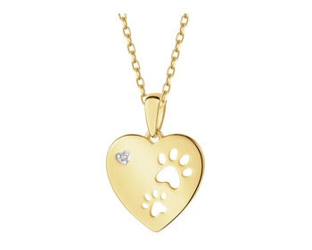 14 K Rhodium-Plated Yellow Gold Necklace with Diamonds - 0,003 ct - fineness 14 K