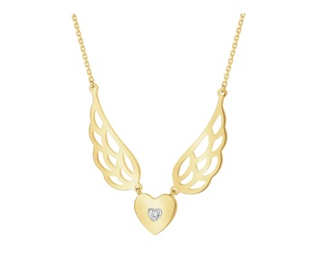 14 K Rhodium-Plated Yellow Gold Necklace with Diamonds - 0,005 ct - fineness 9 K