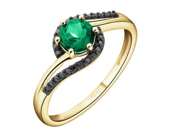 14 K Rhodium-Plated Yellow Gold Ring - fineness 585