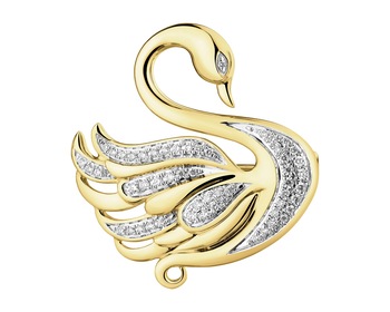 14 K Rhodium-Plated Yellow Gold Necklace with Diamonds - 0,20 ct - fineness 14 K