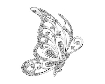 18 K Rhodium-Plated White Gold Brooch with Diamonds - 1,25 ct - fineness 18 K