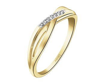 9 K Rhodium-Plated Yellow Gold Ring with Diamonds - 0,03 ct - fineness 9 K