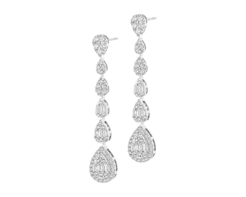 14 K Rhodium-Plated White Gold Dangling Earring - 1,19 ct - fineness 14 K