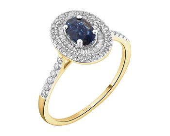 14 K Rhodium-Plated Yellow Gold Ring - fineness 14 K