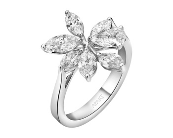 18 K Rhodium-Plated White Gold Ring - 1,93 ct - fineness 18 K