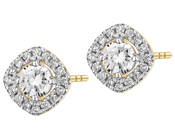 14 K Rhodium-Plated Yellow Gold Earrings - 0,55 ct - fineness 14 K