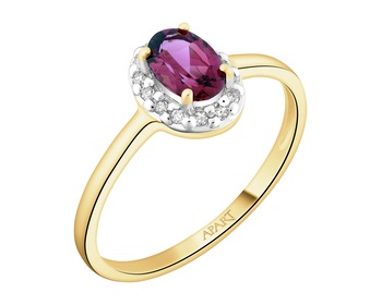 14 K Rhodium-Plated Yellow Gold Ring - fineness 14 K